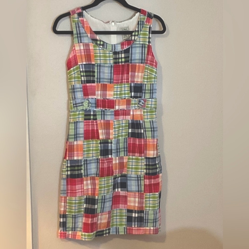 L.L. Bean Colorful Madras Plaid Dress. Size 4 and in EUC.